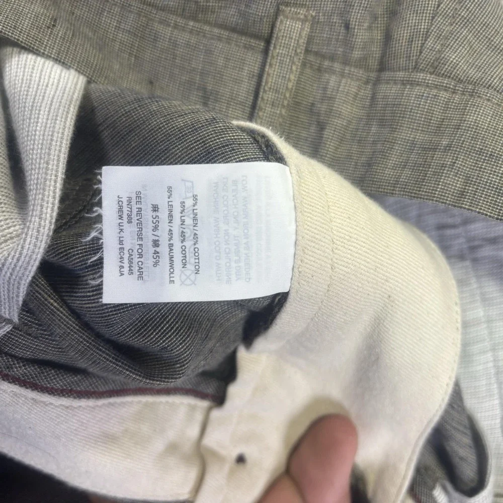 J.Crew 484 Slim Fit Pants Mens 34x32 Gray Linen Cotton Chino K6023